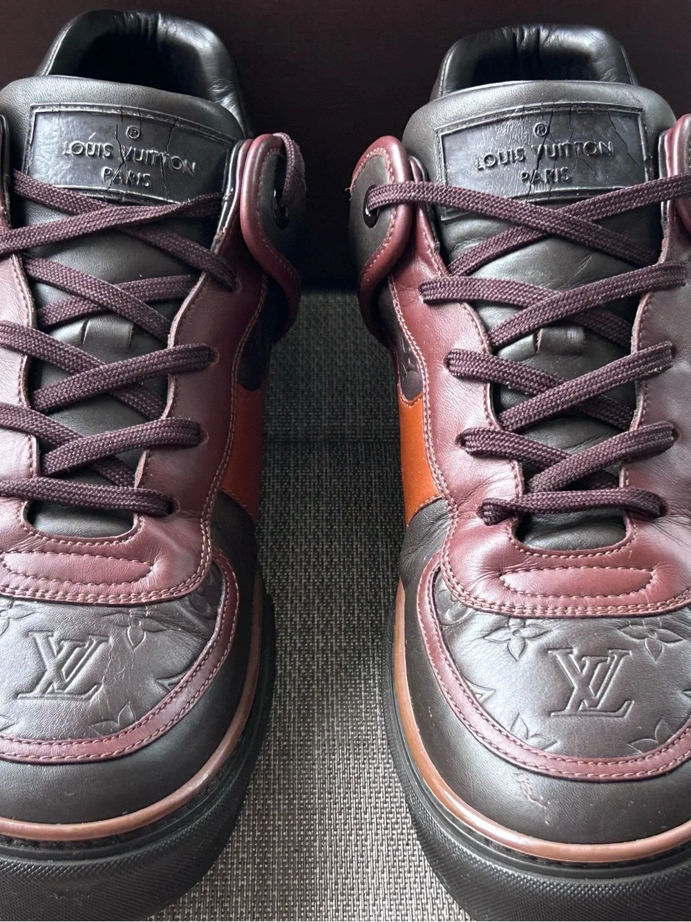 Louis Vuitton Men's vintage Leather Sneakers in Burgundy and Brown